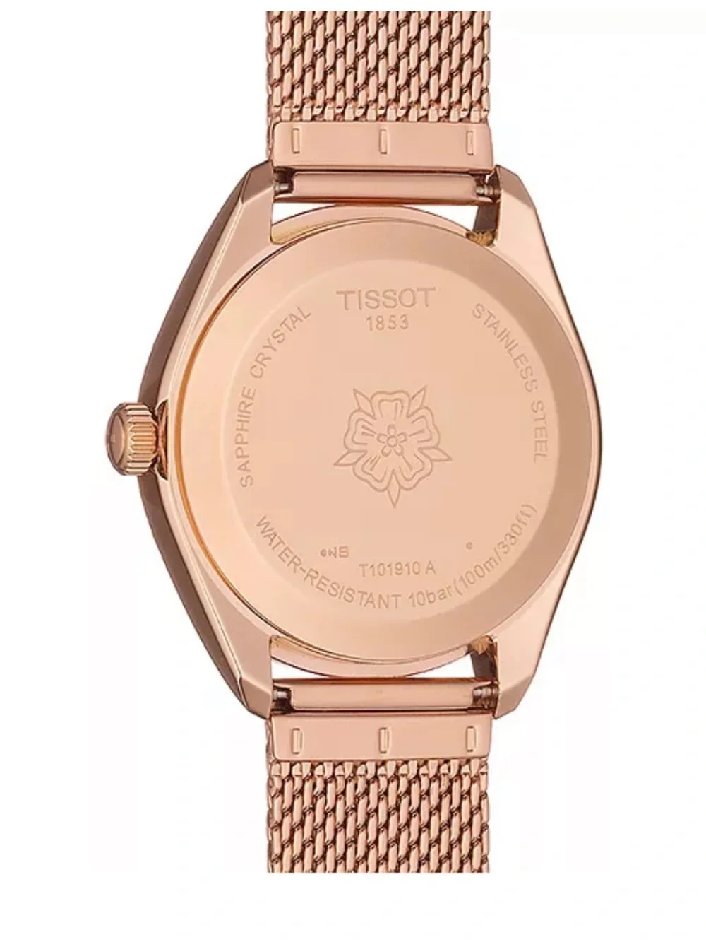 Tissot PR100 sport chic Rose Gold Mesh Watch with Pink Mother-of-Pearl Dial